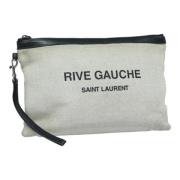 Pre-owned Leather clutches Yves Saint Laurent Vintage , Gray , Dames