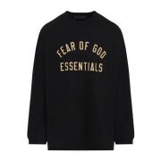 Zwarte Longsleeve Jersey Tee Fear Of God , Black , Heren