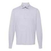 Grijze Polo Shirt met Knoopsluiting Fedeli , Gray , Heren