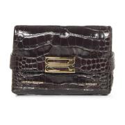 Bruine Krokodilreliëf Leren Clutch Victoria Beckham , Brown , Dames