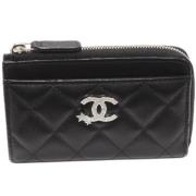 Pre-owned Leather wallets Chanel Vintage , Black , Dames