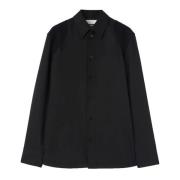 Zwarte wollen overhemd met lange mouwen Jil Sander , Black , Heren