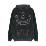 Hooded Sweatshirt met Thoroughbred Print Represent , Black , Heren