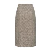 Herringbone Midi Rok met Wrap Paneel Pinko , Beige , Dames