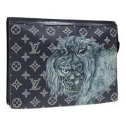 Pre-owned Leather clutches Louis Vuitton Vintage , Blue , Dames