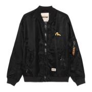 Zwarte Logo Print Bomberjas Evisu , Black , Heren