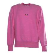 Katoen Logo Sweater Ronde Hals Msgm , Pink , Heren