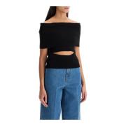 Geribbelde Gebreide Off-Shoulder Top Christopher Esber , Black , Dames