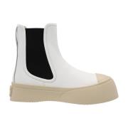 Witte Leren Enkellaarzen Marni , White , Dames