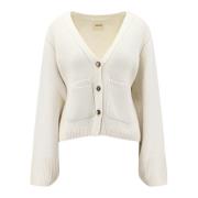 Witte Gebreide V-hals Trui Khaite , White , Dames