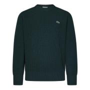 Groene Wol Ronde Hals Trui Aw24 Lacoste , Green , Heren