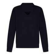 Navy Blue Crewneck Sweater Aw24 Emporio Armani , Blue , Heren