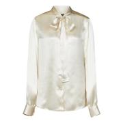 Zijden Witte Blouse met Lavallière Kraag Tom Ford , White , Dames