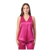 V-hals satijnen top Armani Exchange , Pink , Dames