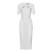 Witte Lange Jurk met Gouden Knopen Balmain , White , Dames