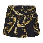 Zwart en Goud Geplooide Minirok Versace Jeans Couture , Multicolor , D...