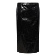 Zwarte Zijden Pencil Rok Aw24 Alexander McQueen , Black , Dames