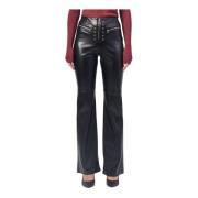 Zwarte Flared Imitatie Leren Broek Patrizia Pepe , Black , Dames