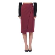 Bordeaux Wikkelrok Crepe Stretch Patrizia Pepe , Red , Dames