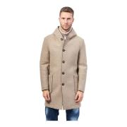 Lange jas met capuchon en knoopsluiting Mulish , Beige , Heren