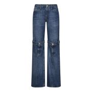 Blauwe Laagjes Open Knie Jeans Coperni , Blue , Dames