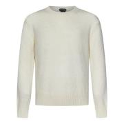 Witte Gebreide Crewneck Sweater Aw24 Tom Ford , White , Heren