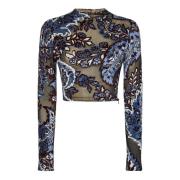 Clear Blue Bloemen Jacquard Topwear Etro , Multicolor , Dames