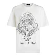 Wit Bloemenprint Oversized T-shirt Etro , White , Dames