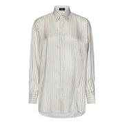 Oversized Beige Gestreepte Zijden Shirt Etro , Beige , Dames