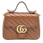 Pre-owned Leather handbags Gucci Vintage , Brown , Dames