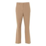 Beige Wol Straight-Leg Broek Semicouture , Beige , Dames