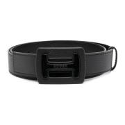 Zwarte leren riem met logogesp Hogan , Black , Dames