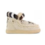 Witte Eskimo Sneaker met Nertsbont Mou , Multicolor , Dames