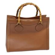 Pre-owned Leather handbags Gucci Vintage , Brown , Dames