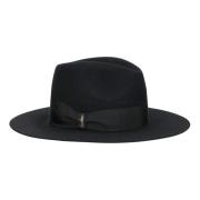 Fijne wollen vilthoed met grosgrain Borsalino , Black , Dames