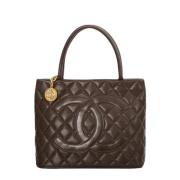 Pre-owned Leather chanel-bags Chanel Vintage , Brown , Dames