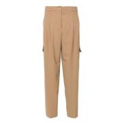 Beige Wollen Broek met Zakken Semicouture , Beige , Dames