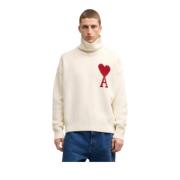 Hart Pullover Sweater Moderne Pasvorm Ami Paris , Beige , Heren