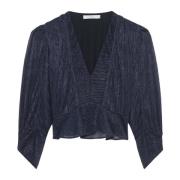 Blauwe shirt met pofmouwen IRO , Blue , Dames