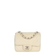 Pre-owned Leather chanel-bags Chanel Vintage , White , Dames