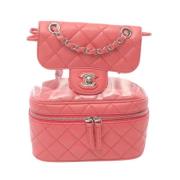 Pre-owned Leather chanel-bags Chanel Vintage , Pink , Dames