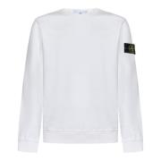 Witte Geribbelde Crewneck Sweater Stone Island , White , Heren