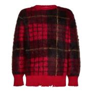 Rode Distressed Sweater Mohair Zijde Wol Alexander McQueen , Red , Her...