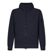 Blauwe Jassen met Capuchon en Rits Stone Island , Blue , Heren