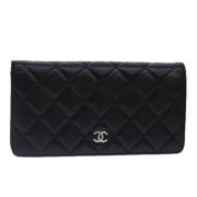 Pre-owned Leather wallets Chanel Vintage , Black , Dames