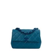 Pre-owned Leather chanel-bags Chanel Vintage , Blue , Dames