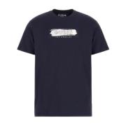 Logo Relief Katoenen T-shirt - Blauw Guess , Blue , Heren