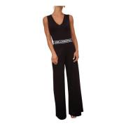 logo tape jumpsuit Nero Karl Lagerfeld , Black , Dames