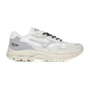 Witte Sneakers met Jacquard Stof Mizuno , White , Heren