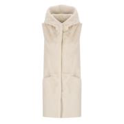 Ivoor Nepbont Mouwloze Hoodiejas Betta Corradi , Beige , Dames